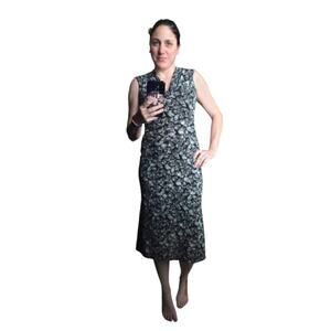 Isabel De Pedro Mr. Cat Monochrome Seashell Print Slim Fit Midi Dress, Size 8